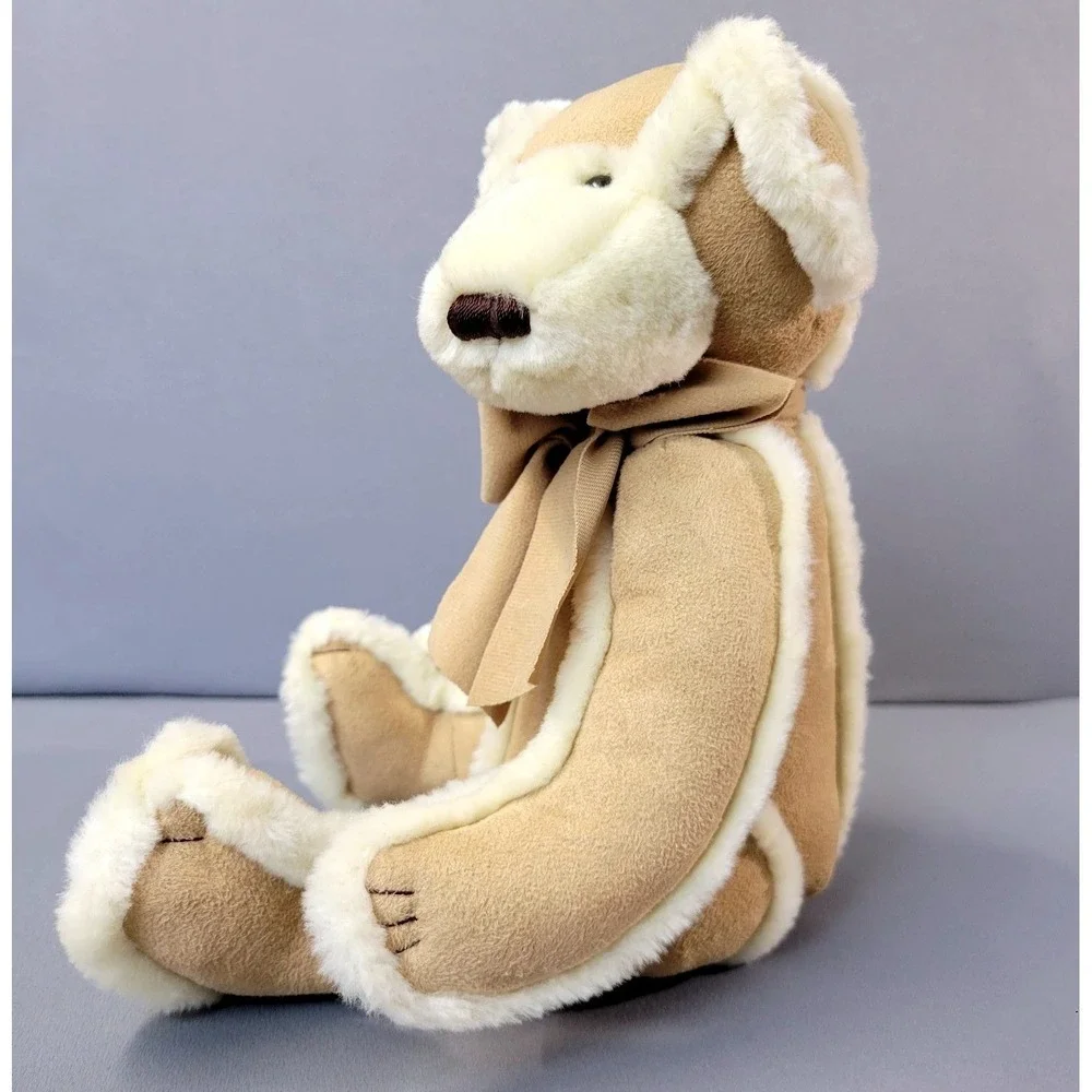 Bath & Body Works Gingerbread Plush Bear Suede Faux Fur Trim Tan Cream 12in